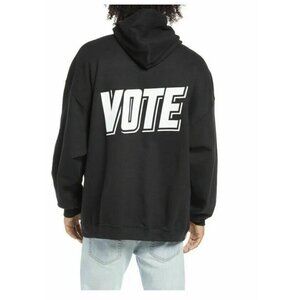 BP Mens Size XL VOTE Long Sleeve Graphic Hoodie Hooded Sweatshirt Black $59